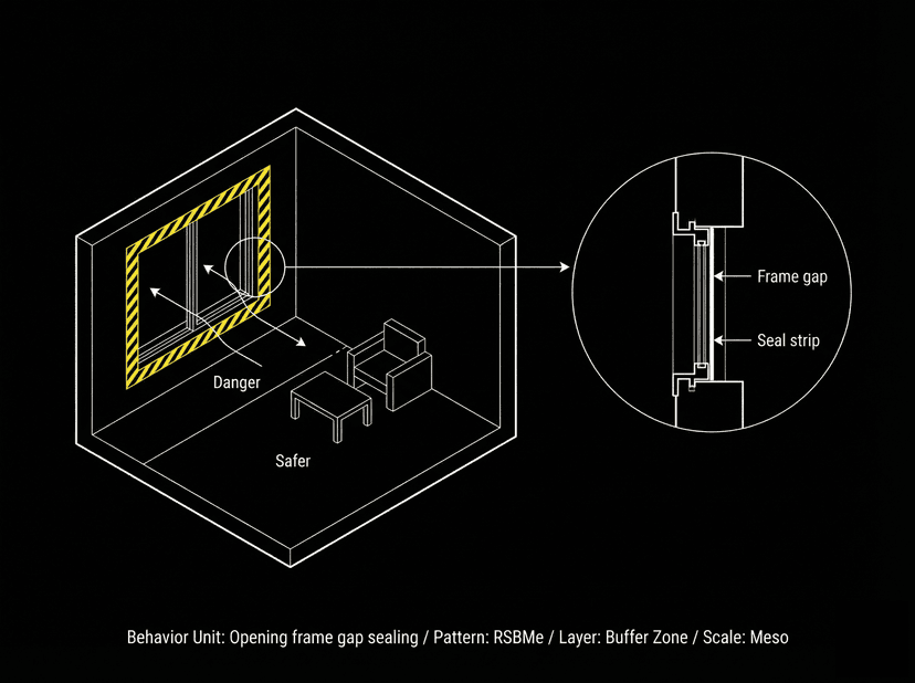 Opening frame gap sealing
