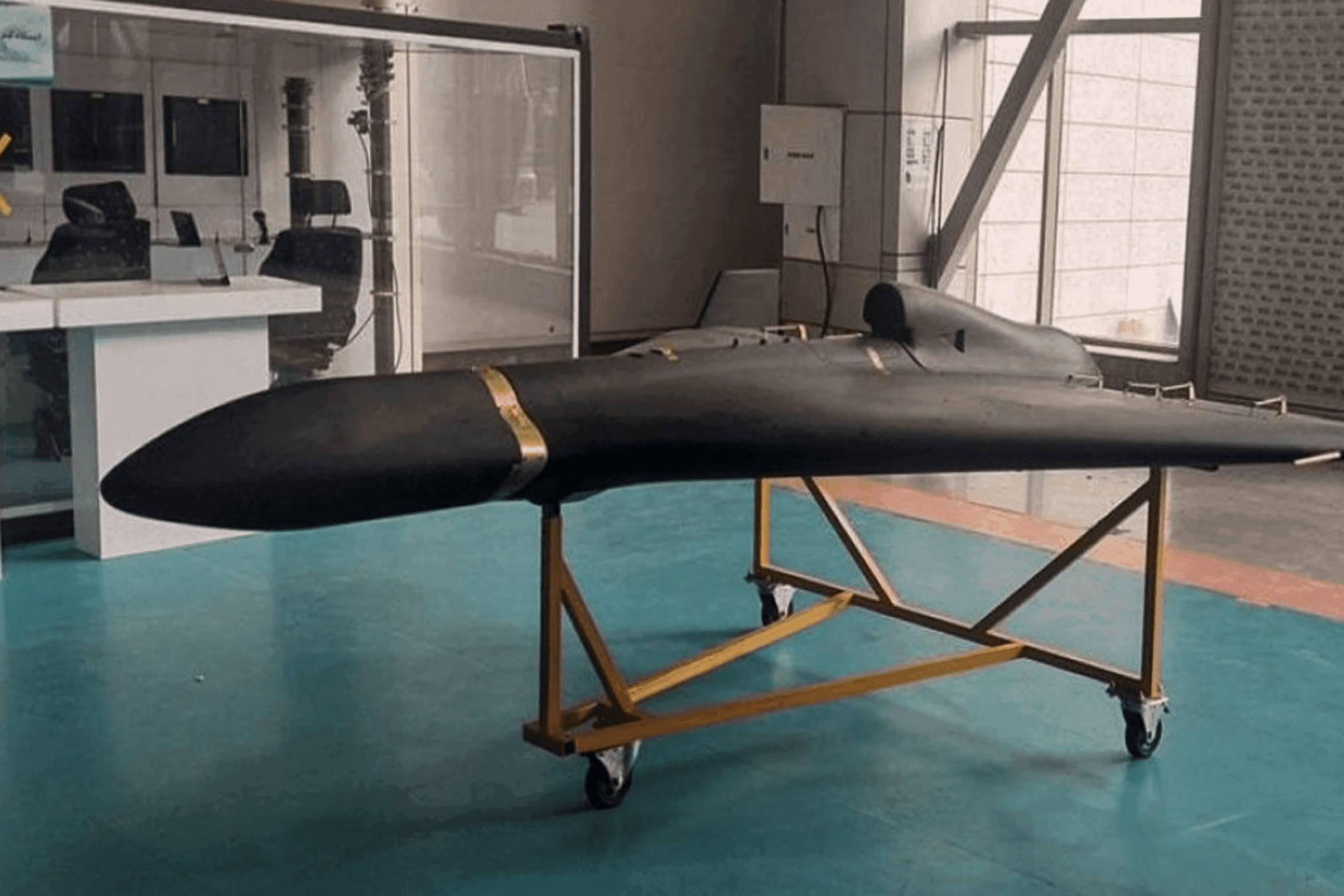 Jet-powered variant of the Iranian Shahed drone on display